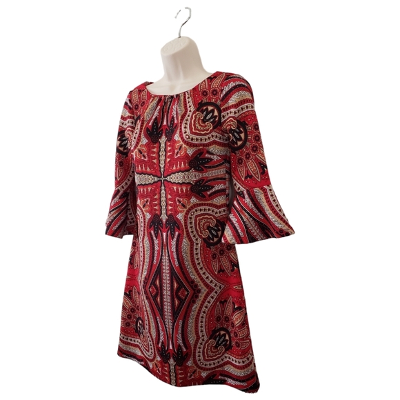 🪻BOGO🪻 New York & Company Red Bell-Sleeve Print Dress Size XS NWOT - Picture 5 of 8